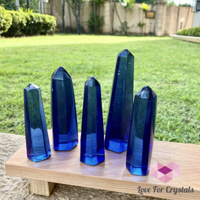 Cobalt Blue Obsidian (Man Made From Volcanic Ash) Crystal Points