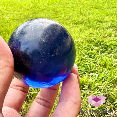 Cobalt Blue Obsidian Sphere (Man Made From Volcanic Ash)