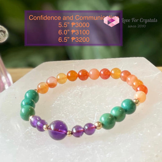 Confidence And Communication Bracelet (Carnelian Turquoise Amethyst With 14K Gold-Filled Beads)