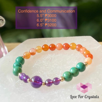 Confidence And Communication Bracelet (Carnelian Turquoise Amethyst With 14K Gold-Filled Beads)