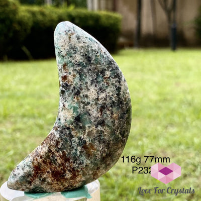 Crescent Moon Carved Amazonite Crystal (Brazil) 116G 77M Polished Stones