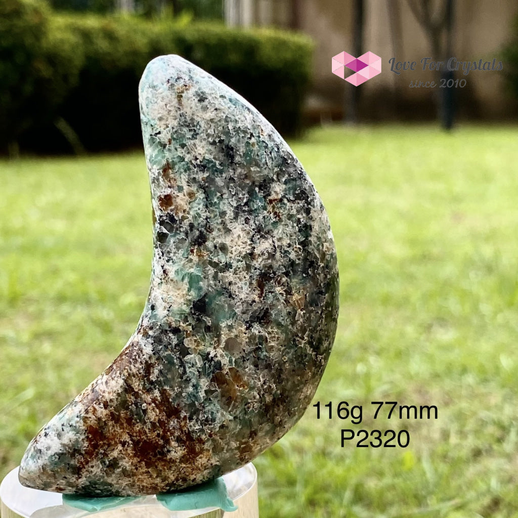 Crescent Moon Carved Amazonite Crystal (Brazil) 116G 77M Polished Stones