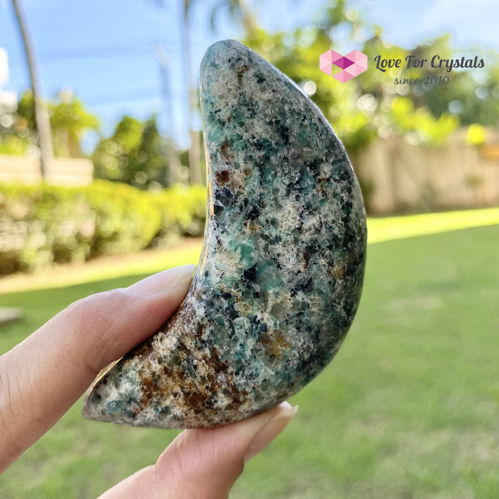 Crescent Moon Carved Amazonite Crystal (Brazil) Polished Stones