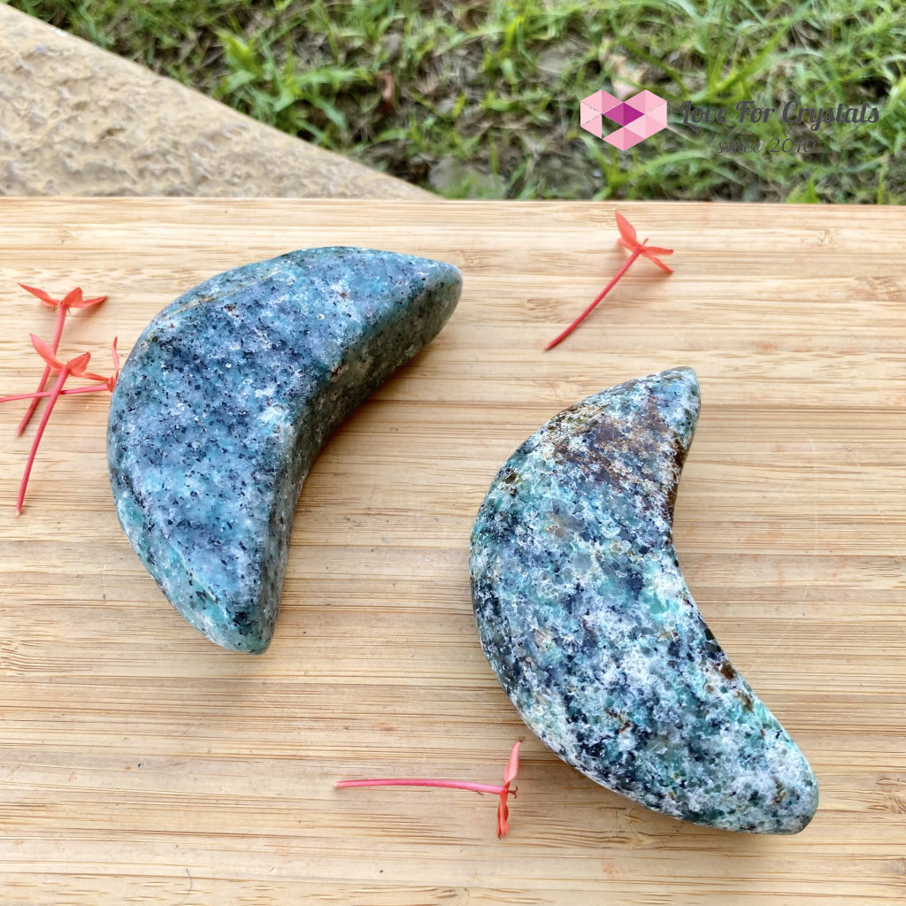 Crescent Moon Carved Amazonite Crystal (Brazil) Polished Stones
