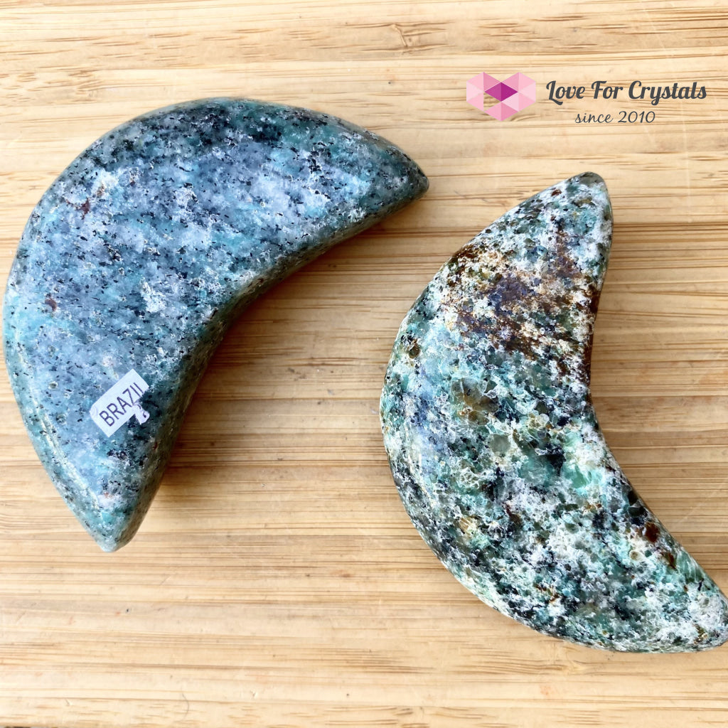 Crescent Moon Carved Amazonite Crystal (Brazil) Polished Stones