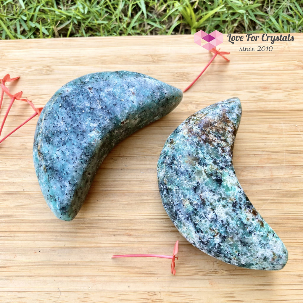 Crescent Moon Carved Amazonite Crystal (Brazil) Polished Stones