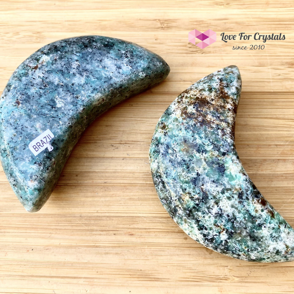 Crescent Moon Carved Amazonite Crystal (Brazil) Polished Stones