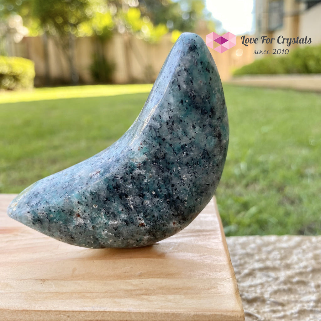 Crescent Moon Carved Amazonite Crystal (Brazil) Polished Stones
