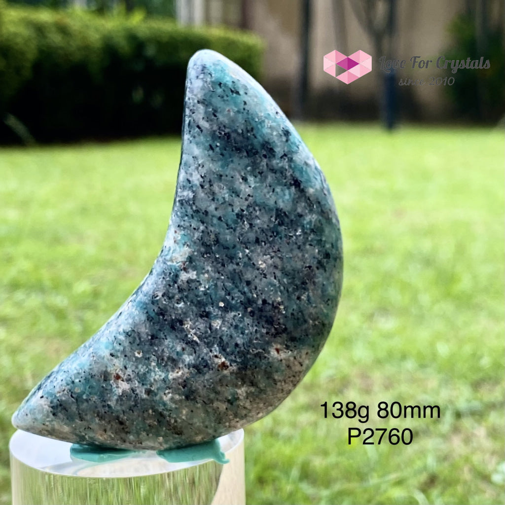 Crescent Moon Carved Amazonite Crystal (Brazil) 138G 80Mm Polished Stones