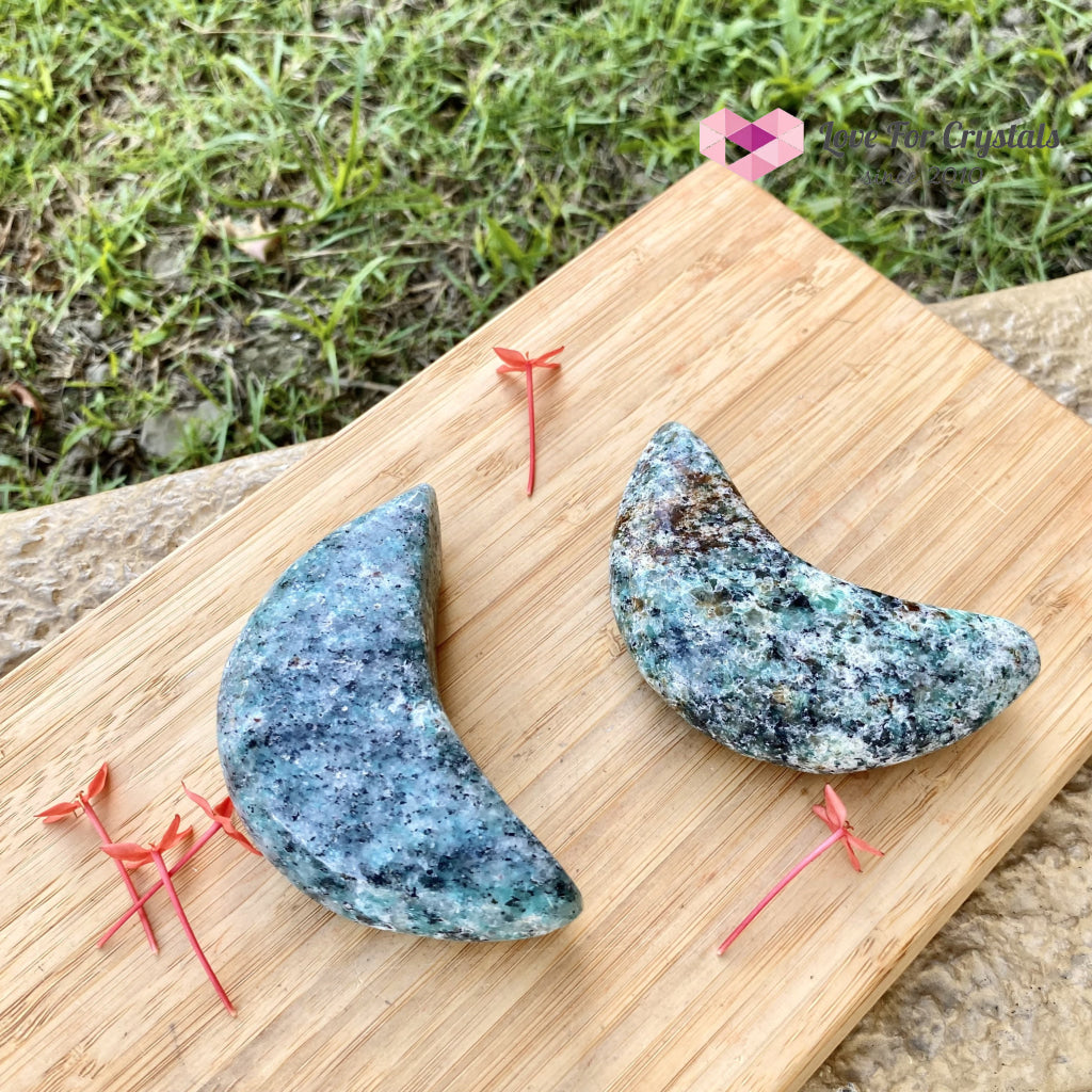 Crescent Moon Carved Amazonite Crystal (Brazil) Polished Stones