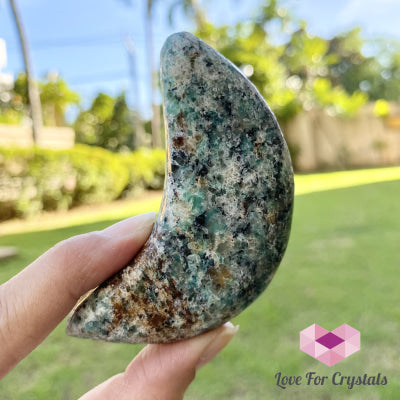 Crescent Moon Carved Amazonite Crystal (Brazil) Polished Stones