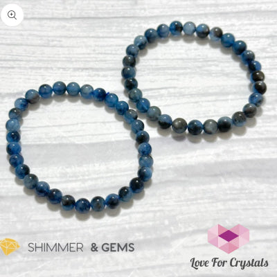 Devil Blue Aquamarine Bracelet (Black Quartz Morion & Aquamarine) 6Mm (Brazil) Bracelets