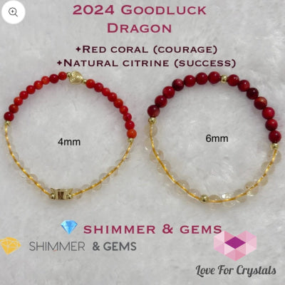 Dragon Animal Zodiac 2024 Goodluck Bracelet (Red Coral & Citrine) Feng Shui Bracelets