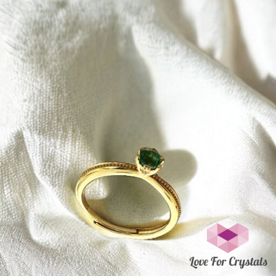 Emerald Ring In 925 Silver - Electroplated Gold Coating Rings