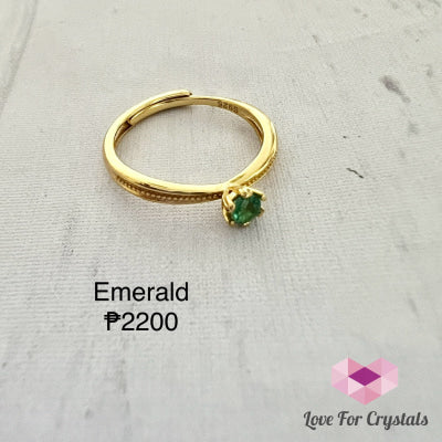 Emerald Ring In 925 Silver - Electroplated Gold Coating Rings