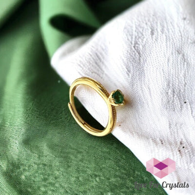 Emerald Ring In 925 Silver - Electroplated Gold Coating Rings