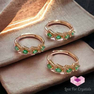 Emerald Rose Gold 925 Silver Ring (Luck) - Shimmer & Gems