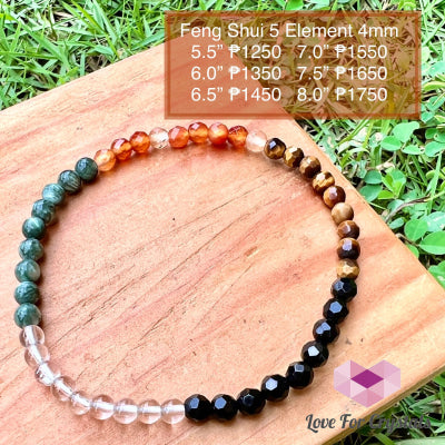 Feng Shui 5-Element Crystal Remedy Bracelet (4Mm) 5.5