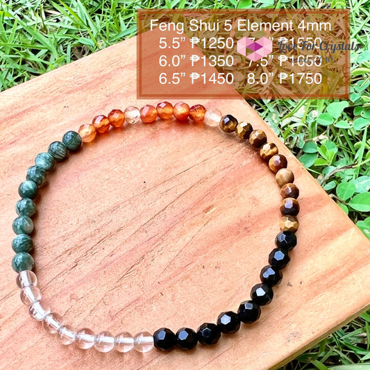 Feng Shui 5-Element Crystal Remedy Bracelet (4Mm) 5.5