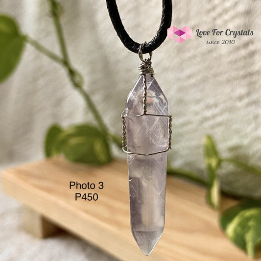 Fluorite Wire Wrapped Point Pendant (Silver Plated) No 3