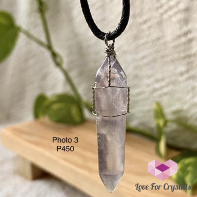 Fluorite Wire Wrapped Point Pendant (Silver Plated) No 3