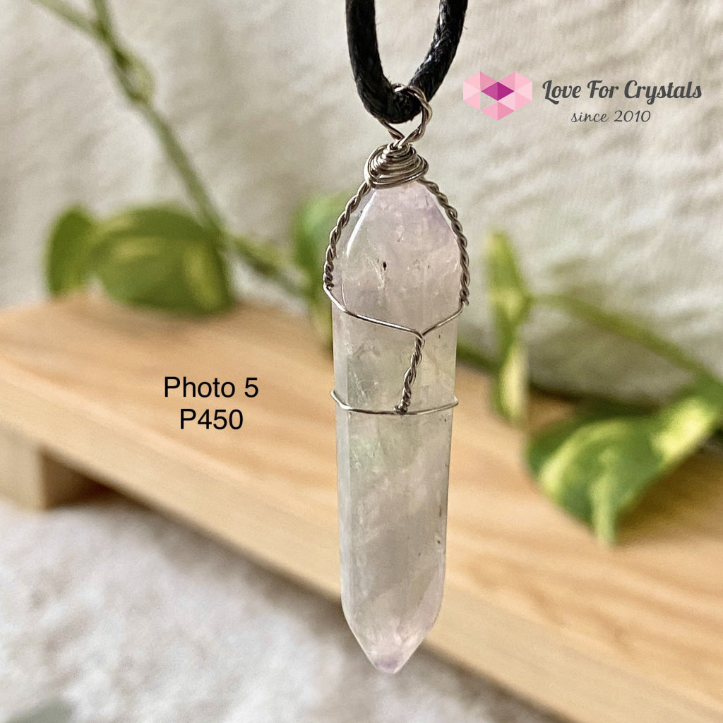 Fluorite Wire Wrapped Point Pendant (Silver Plated) No 5