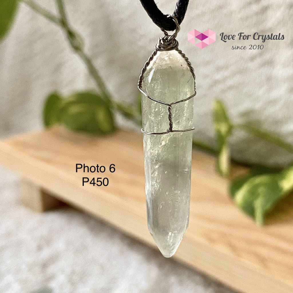 Fluorite Wire Wrapped Point Pendant (Silver Plated) No 6