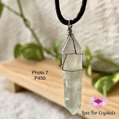 Fluorite Wire Wrapped Point Pendant (Silver Plated) No 7