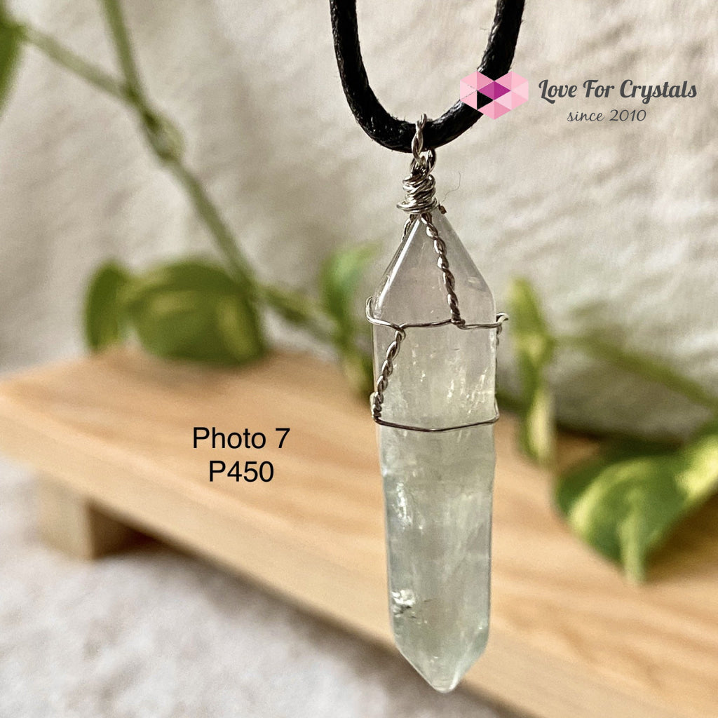 Fluorite Wire Wrapped Point Pendant (Silver Plated) No 7