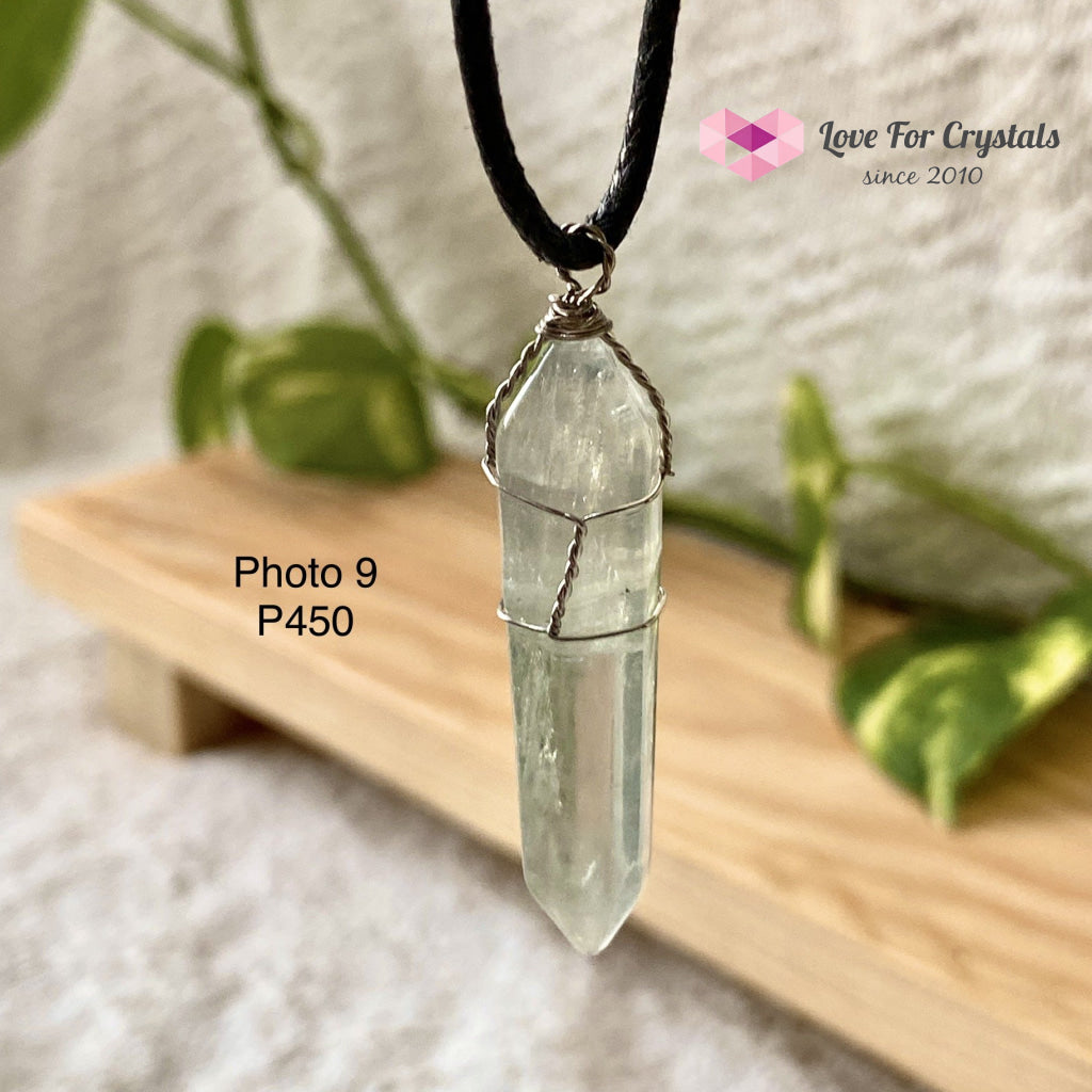 Fluorite Wire Wrapped Point Pendant (Silver Plated) No 9
