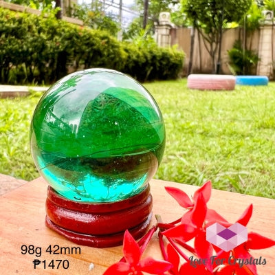 Gaia Green Obsidian Spheres 98G 42Mm Sphere