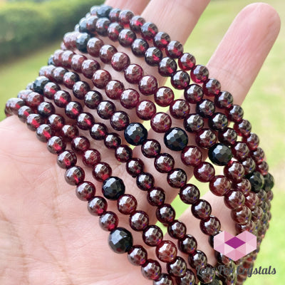 Garnet With Black Tourmaline Faceted Crystal Remedy Anklet