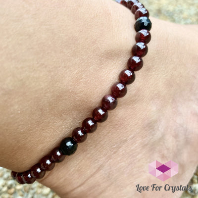 Garnet With Black Tourmaline Faceted Crystal Remedy Anklet