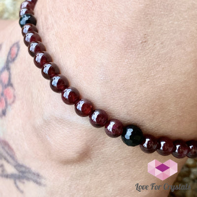 Garnet With Black Tourmaline Faceted Crystal Remedy Anklet