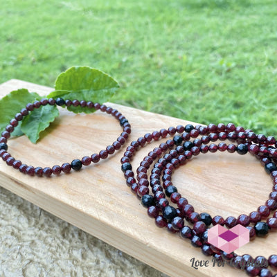 Garnet With Black Tourmaline Faceted Crystal Remedy Anklet
