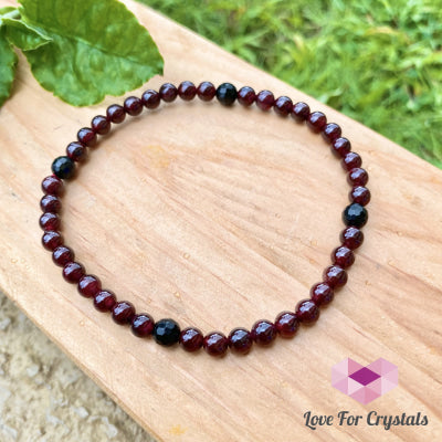 Garnet With Black Tourmaline Faceted Crystal Remedy Anklet