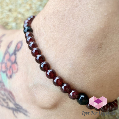Garnet With Black Tourmaline Faceted Crystal Remedy Anklet 9