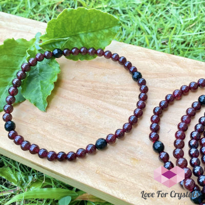 Garnet With Black Tourmaline Faceted Crystal Remedy Anklet 8