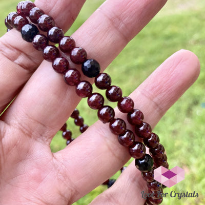 Garnet With Black Tourmaline Faceted Crystal Remedy Anklet