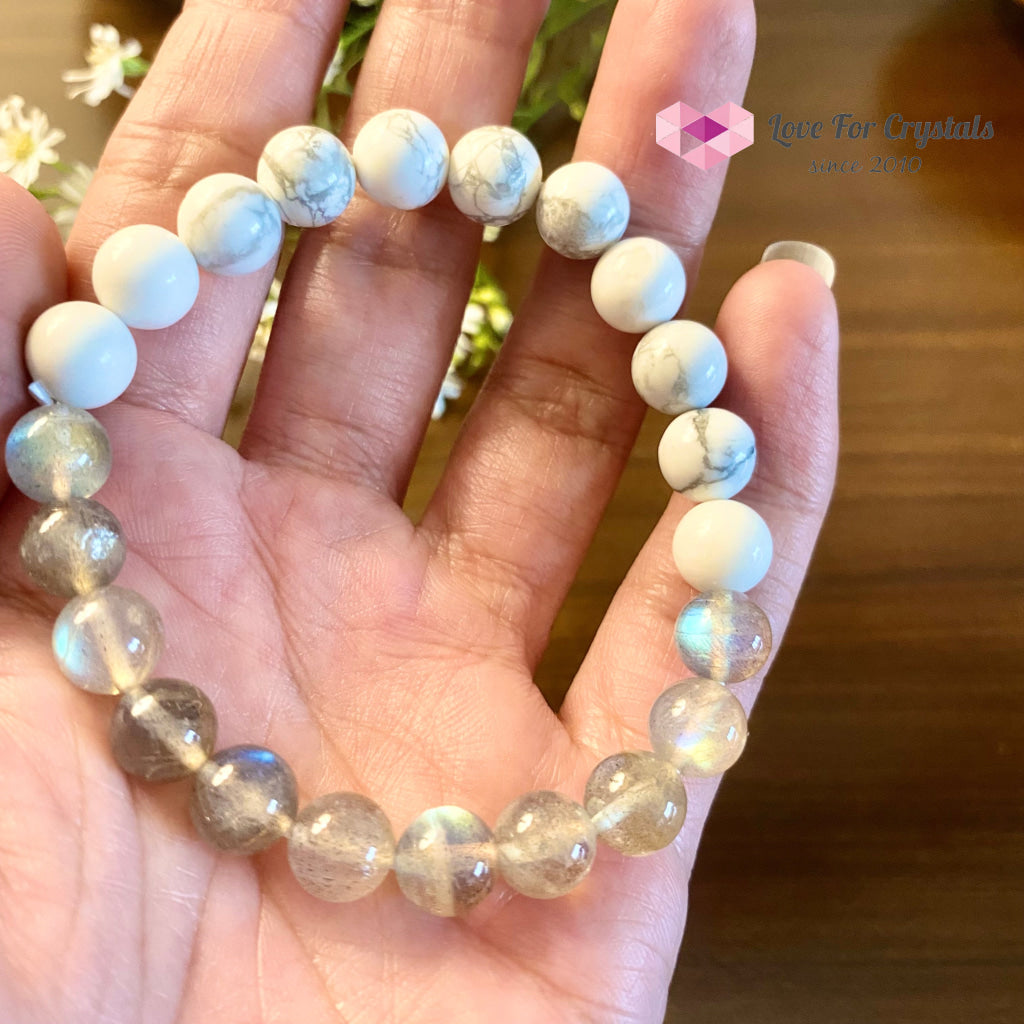 Gemini Zodiac Remedy Bracelet (Labradorite & Howlite) Enhancement Series 6.5 (Large)
