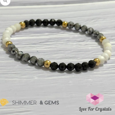 Good Energy Boost Remedy Crystal Bracelet (Terrahertz Spinel Mother Pearl 4Mm & Stainless Steel