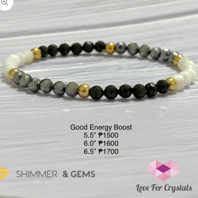 Good Energy Boost Remedy Crystal Bracelet (Terrahertz Spinel Mother Pearl 4Mm & Stainless Steel