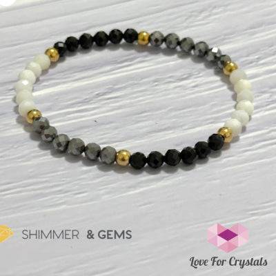 Good Energy Boost Remedy Crystal Bracelet (Terrahertz Spinel Mother Pearl 4Mm & Stainless Steel