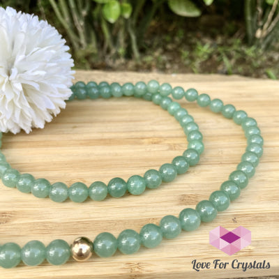 Green Aventurine 15 Long Necklace With 14K Gold-Filled Bead