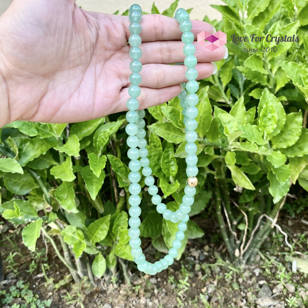 Green Aventurine 15 Long Necklace With 14K Gold-Filled Bead