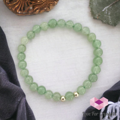 Green Aventurine 6Mm With 14K Gold Filled Beads Bracelets