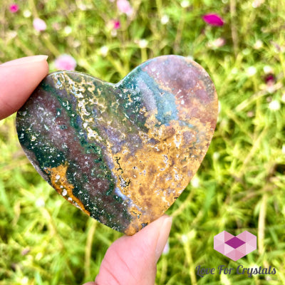 Heart Hand Carved Crystals 50Mm Ocean Jasper Crystal