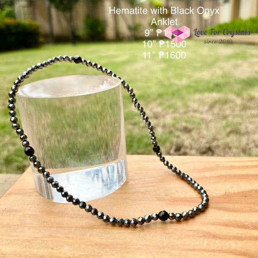 Hematite Anklet With Black Onyx 9