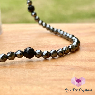 Hematite Anklet With Black Onyx