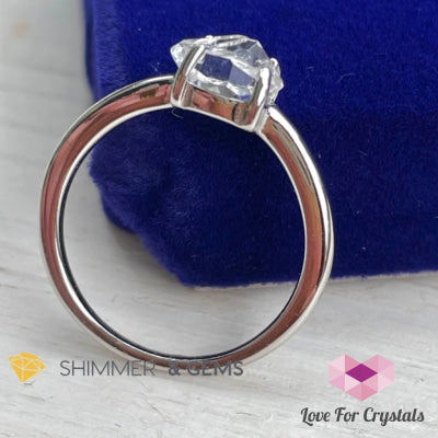 Herkimer Diamond 925 Silver Ring Aa Grade (High Vibrational) Size 6